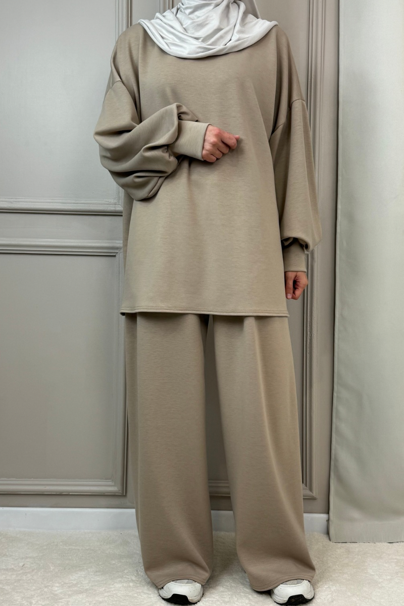 Zweiteiler Enisa mit Hose Taupe