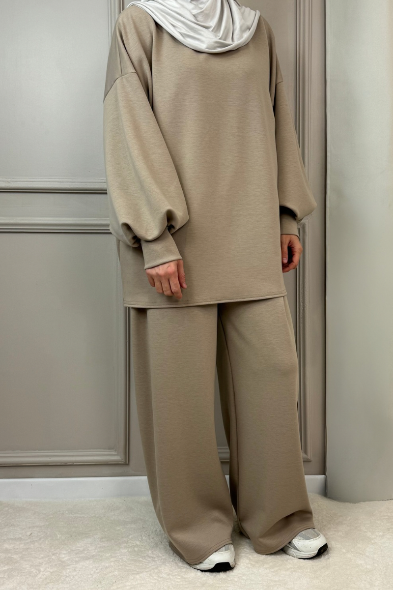 Zweiteiler Enisa mit Hose Taupe