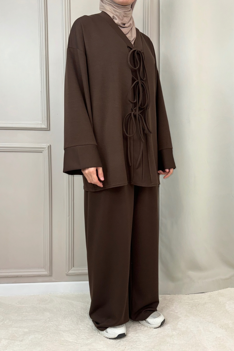 Zweiteiler Neyla mit Hose Braun