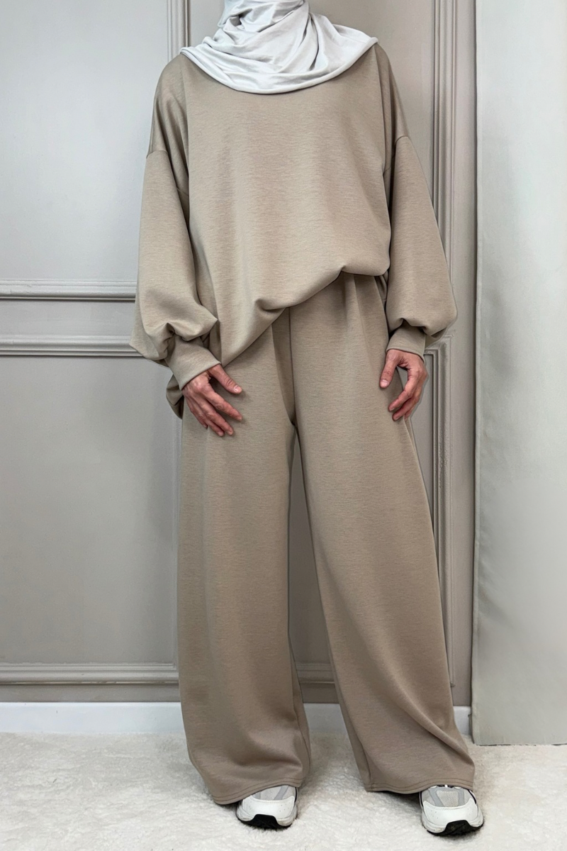 Zweiteiler Enisa mit Hose Taupe