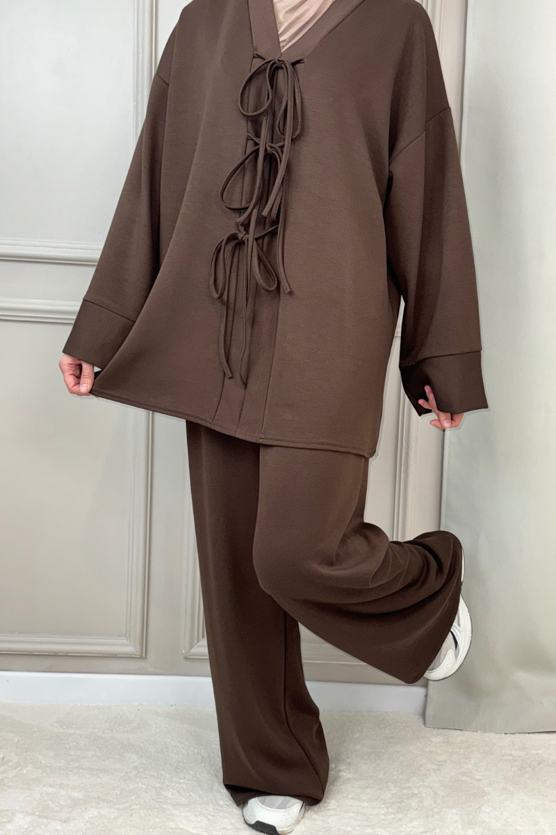 Zweiteiler Neyla mit Hose Braun