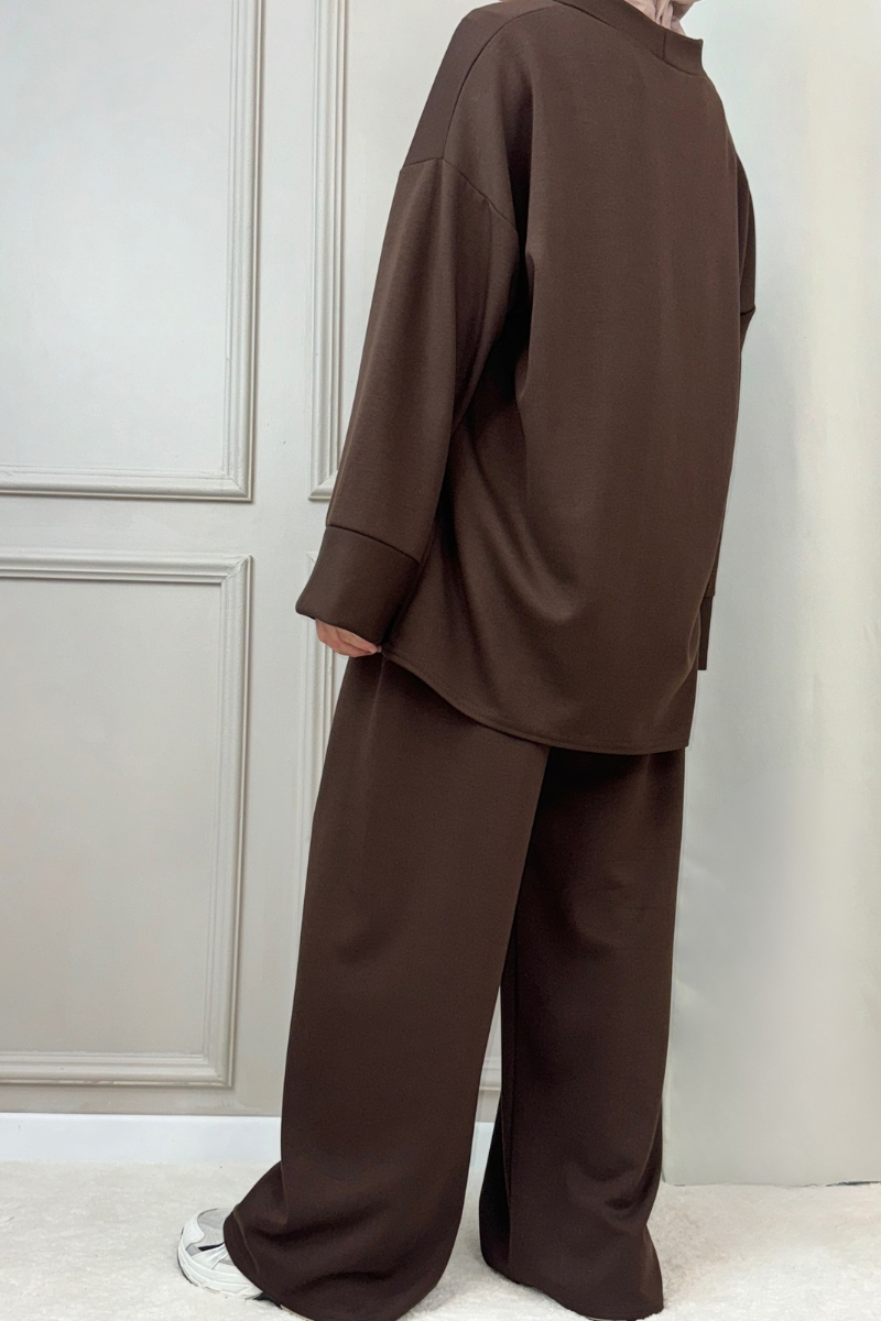 Zweiteiler Neyla mit Hose Braun