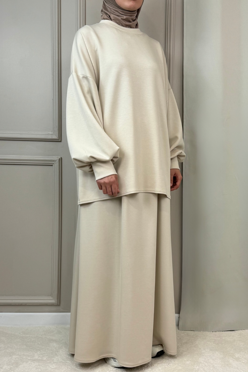 Zweiteiler Safiya mit Rock Beige